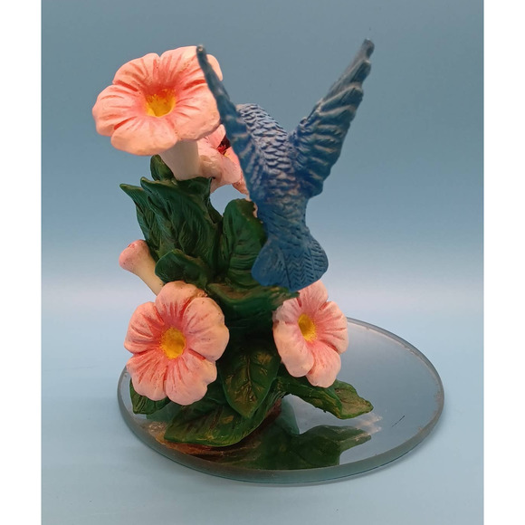 Hummingbird & Flowers on Round Mirror Base - Picture 4 of 10